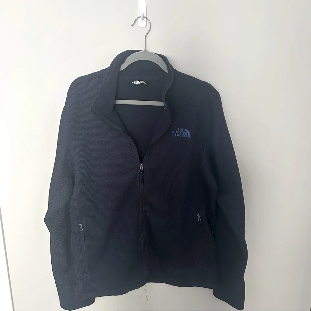 Men's North Face Krestwood Ribbed Thick Knit Full Zip Jacket Blue Large